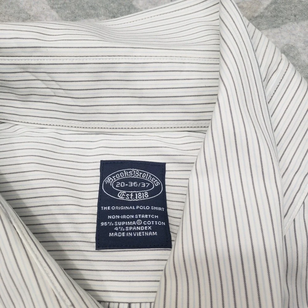 Brooks Brothers Shirt Mens 20 Beige‎ Pockets Long Sleeve Button-Up Striped